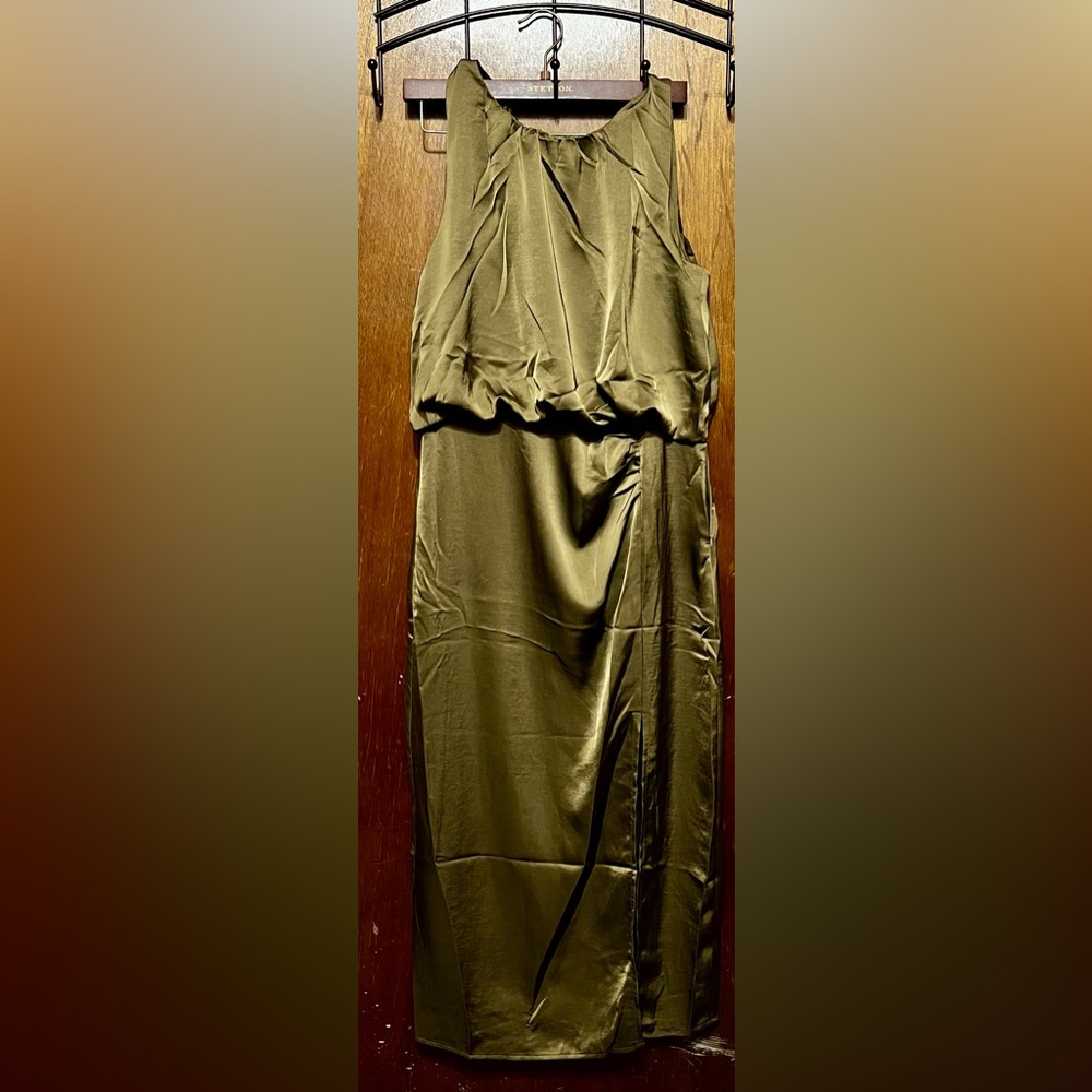 Glam Olive Green Midi Dress